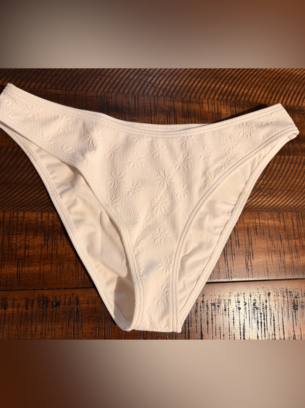 Billabong white Textured Swim Bottom with Gold Logo